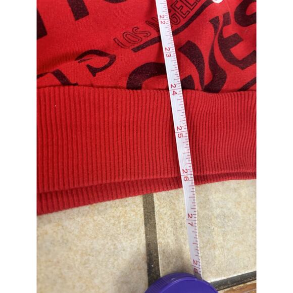 MENS GUESS ICONIC LOGO RED CREW SWEATSHIRT SIZE LARGE - Picture 3 of 6